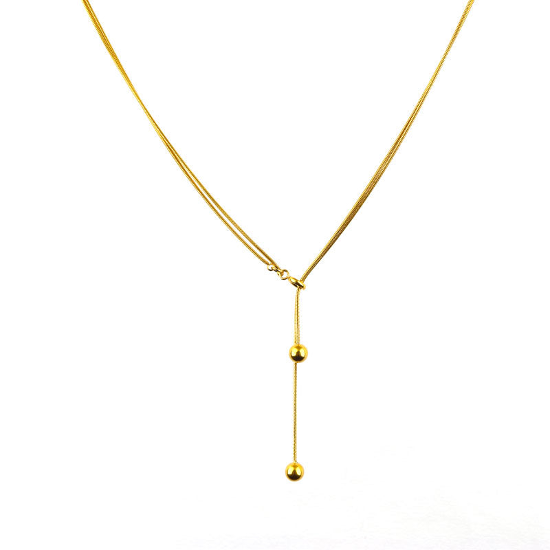 Minimalist Gold Slider Lariat Pendant