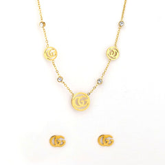 Luxury GG Monogram Necklace & Earrings Set – Gold Plated