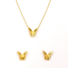 Golden Flutter Necklace & Earrings Set