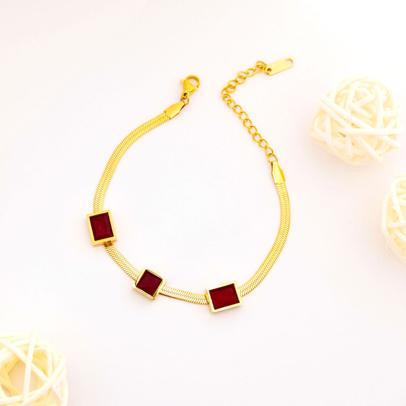 Ruby Geometric Gold Bracelet
