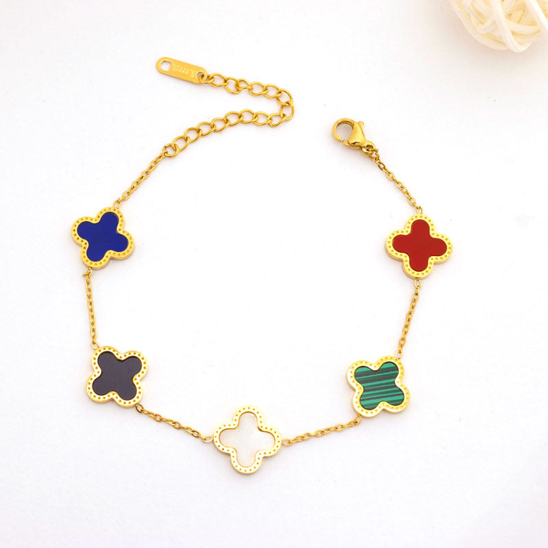 Clover Enamel Charm Bracelet