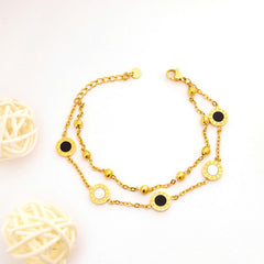 Dual Tone Roman Circle Charm Bracelet