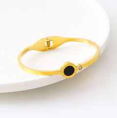 Minimalist Gold Bracelet Crystal Accent