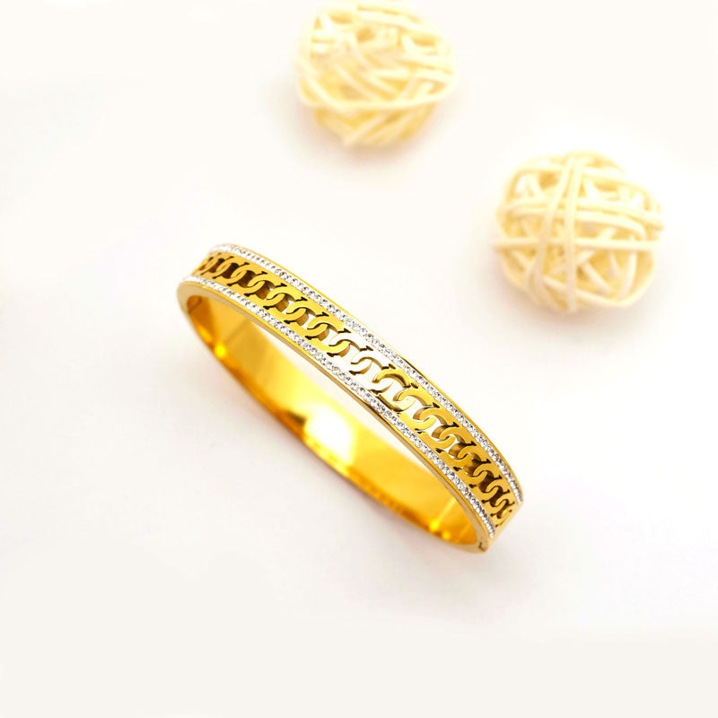 Cuban Cut Crystal Edge Bangle