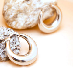 Classic Dome Silver Hoop Earrings
