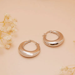 Classic Dome Silver Hoop Earrings