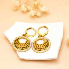 Greek Sunburst Crystal Drop Earrings