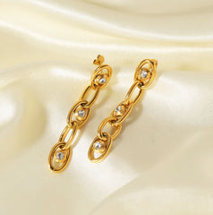 Crystal Link Chain Drop Earrings