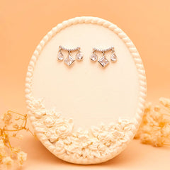 Crystal Charm Curve Stud Earrings