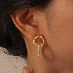 Twisted Rope Circle Drop Earrings