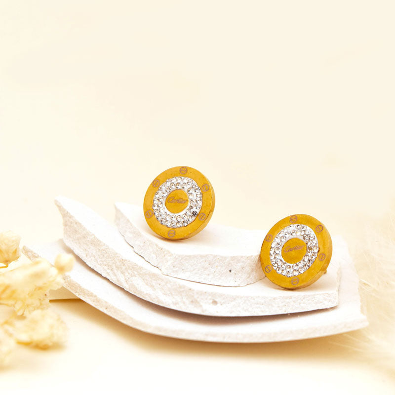 Cartier-Inspired Crystal Circle Stud Earrings