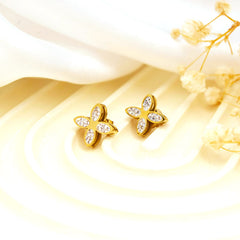 Crystal Bloom Stud Earrings – Gold-Plated Elegance