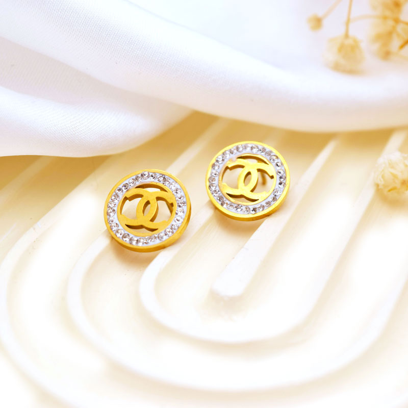 Crystal Halo CC Stud Earrings