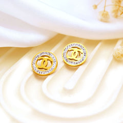 Crystal Halo CC Stud Earrings