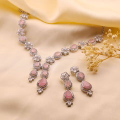 Blush Radiance CZ Crystal Stones Necklace Set
