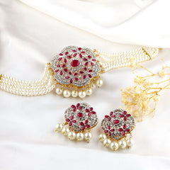 Elysian Bloom Pearl & Stone Choker Set