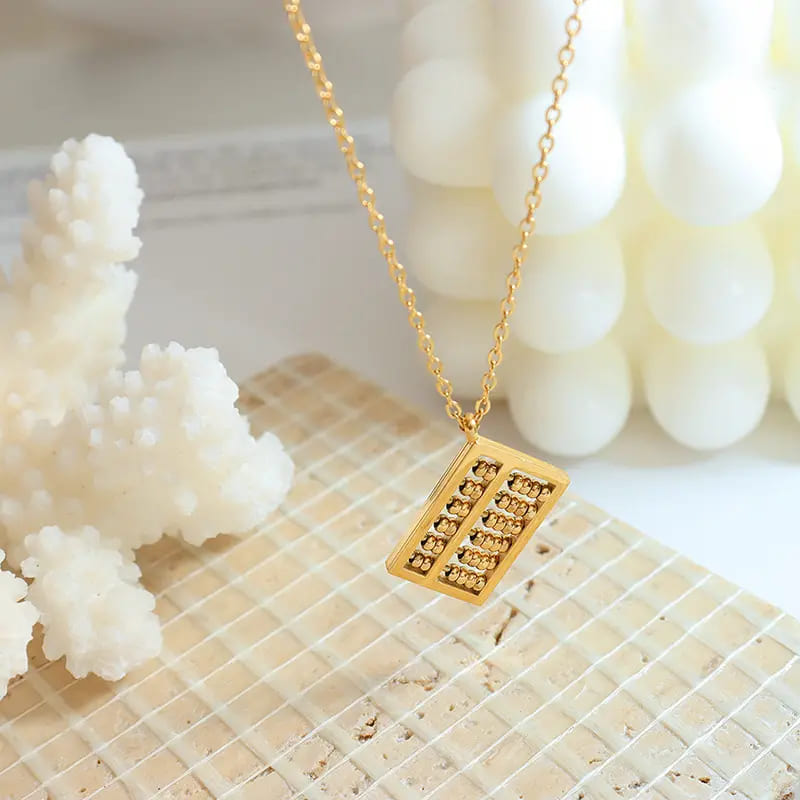 Mini Abacus Gold Pendant Necklace