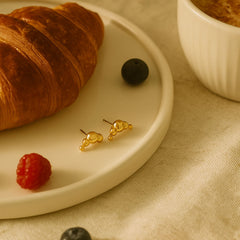 Gold Bubble Climber Stud Earrings