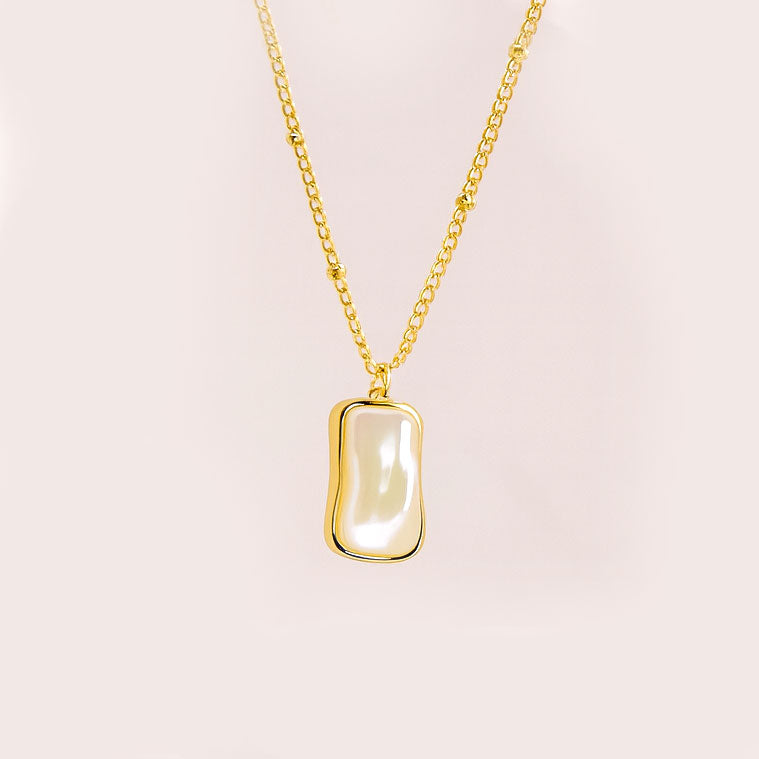 Iridescent Pearl Drop Gold-Plated Pendant