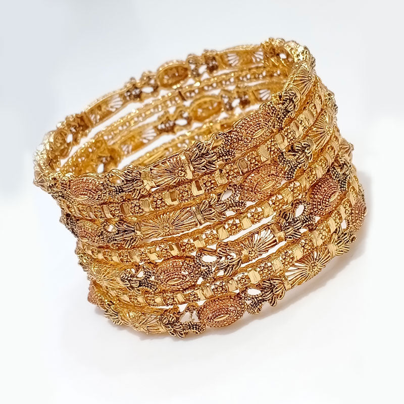 Riwaayat Antique Gold Carved Bangle Set