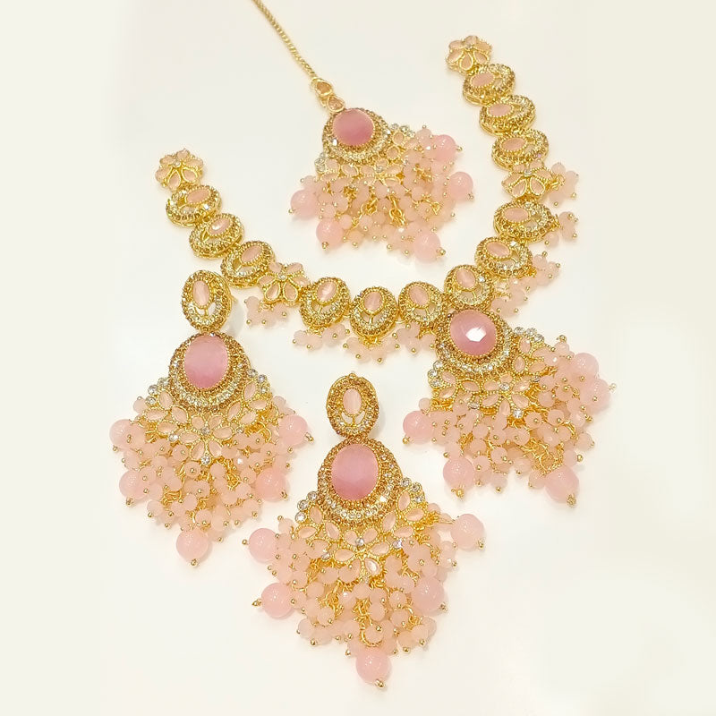 Luxury Pink AD Stone Necklace