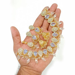 Luxury Blue Beaded Traditional Jewelry Set