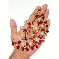 Luxury Blue Beaded Traditional Jewelry Set