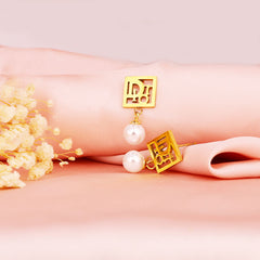 Dior-Inspired Square Pearl Drop Earrings