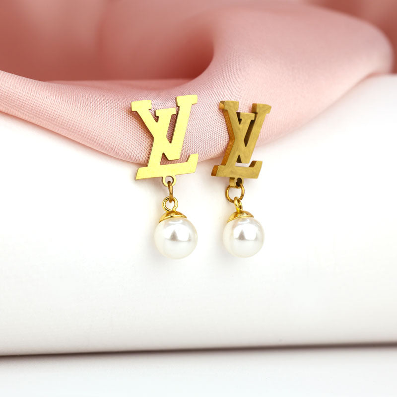 LV Pearl Drop Earrings