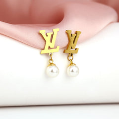 LV Pearl Drop Earrings