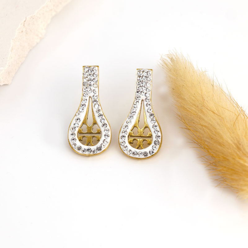 Royal Emblem Teardrop Crystal Earrings