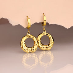 Molten Texture Gold Dangle Earrings