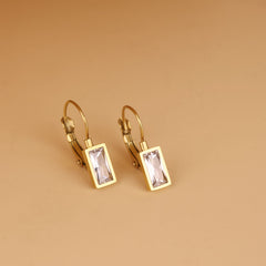 Golden Baguette Crystal Drop Earrings