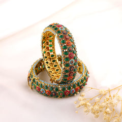 Gulbahar Floral Gold Bangles