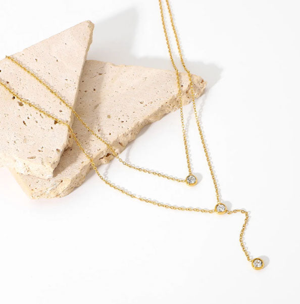 Minimalist Y-Drop CZ Pendant Necklace