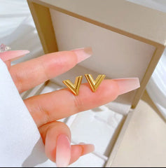 Minimalist V-Shape Gold Stud Earrings