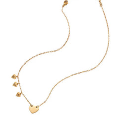 Golden Heart & Diamond Charm Chain Necklace
