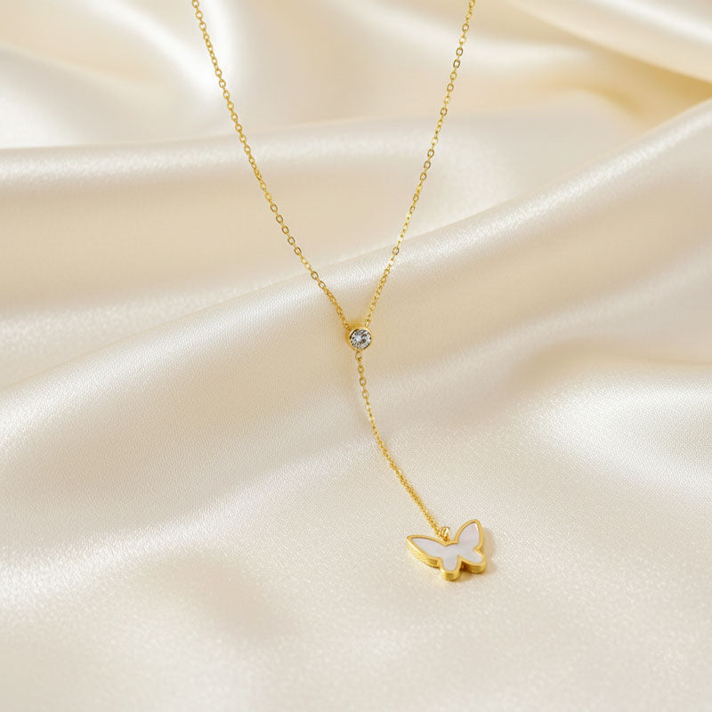 White Fritillaria Butterfly Pendant